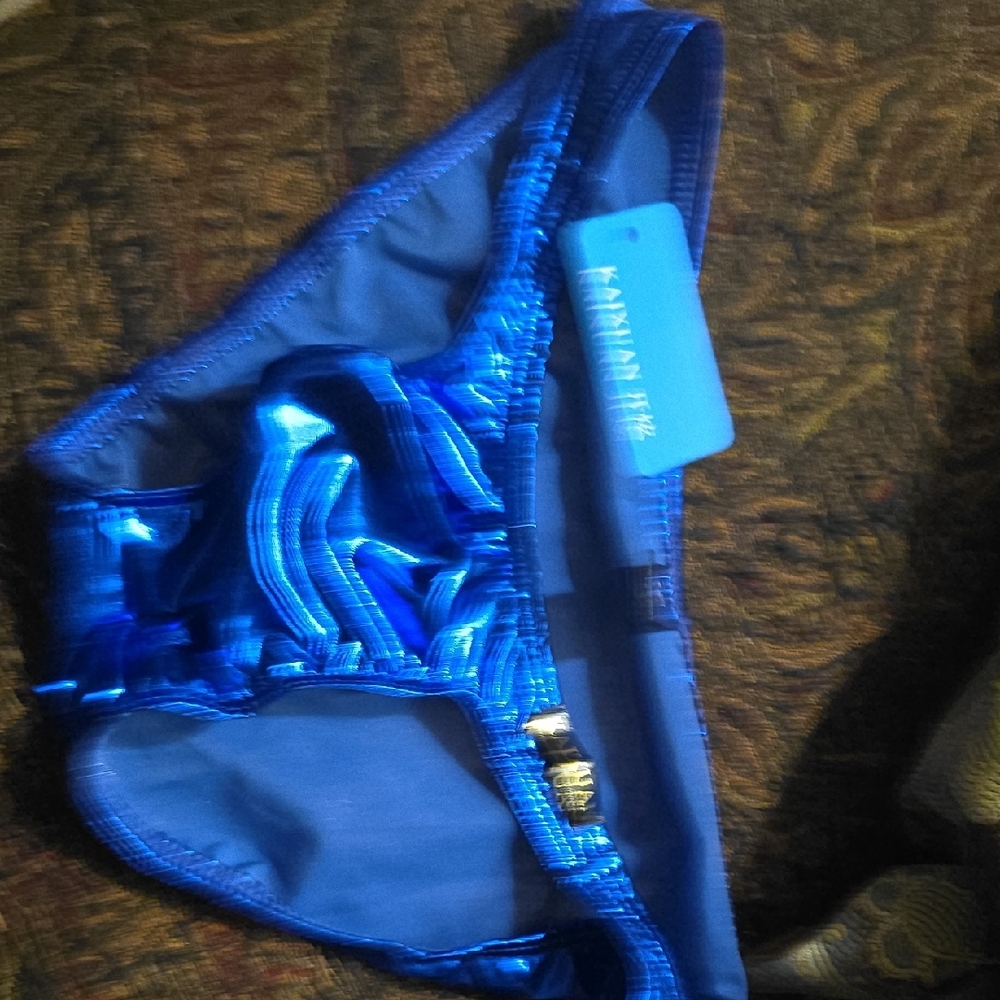 Shiny Blue Bikini Briefs Wet Leather Look Men's Small Size